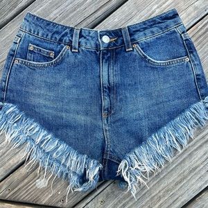 Topshop Kiri Moto Denim Shorts Sz 8